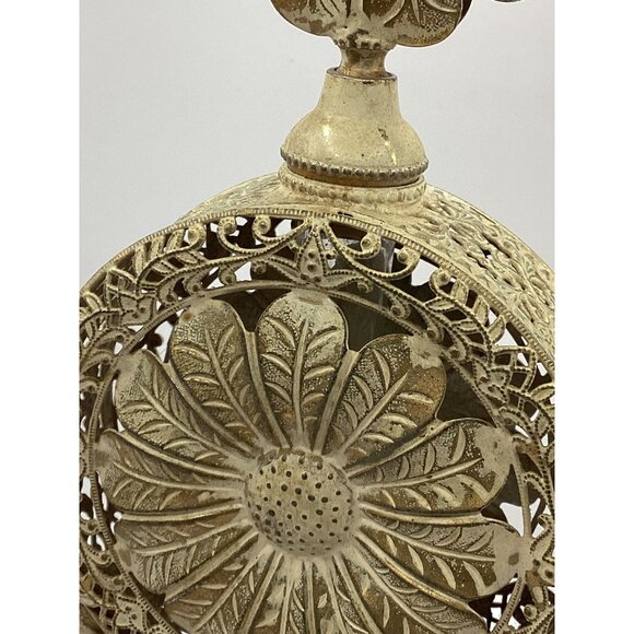 Ormolu Floral Filigree Enameled Metal 10" Perfume Bottle-Glass-Vintage - Picture 11 of 14